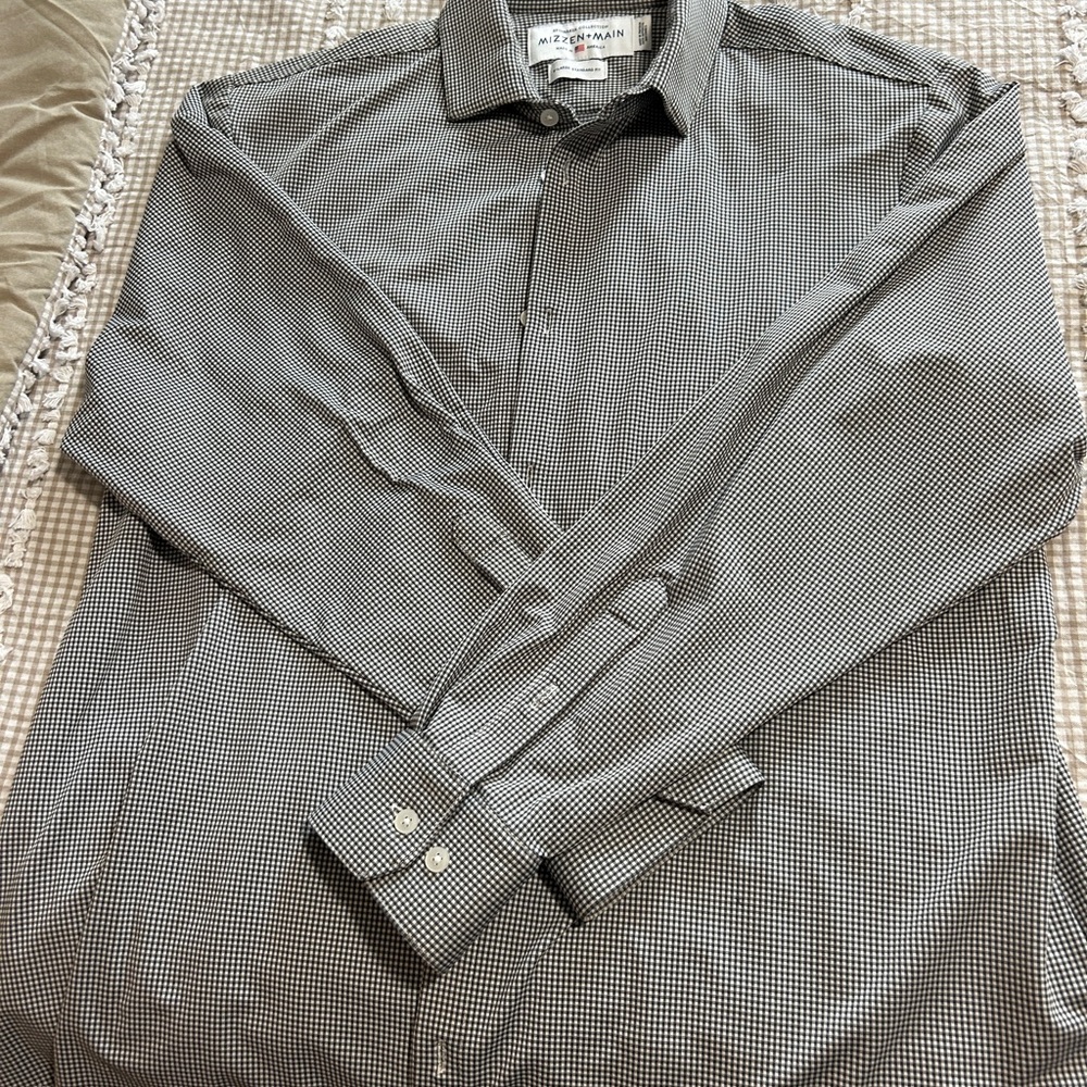 Mizzen+Main Monochrome Gingham Men's Shirt - Picture 3 of 5